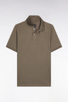Short-sleeved polo shirt in khaki Pima cotton, straight cut