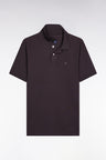 Short-sleeved polo shirt in brown Pima cotton, straight cut