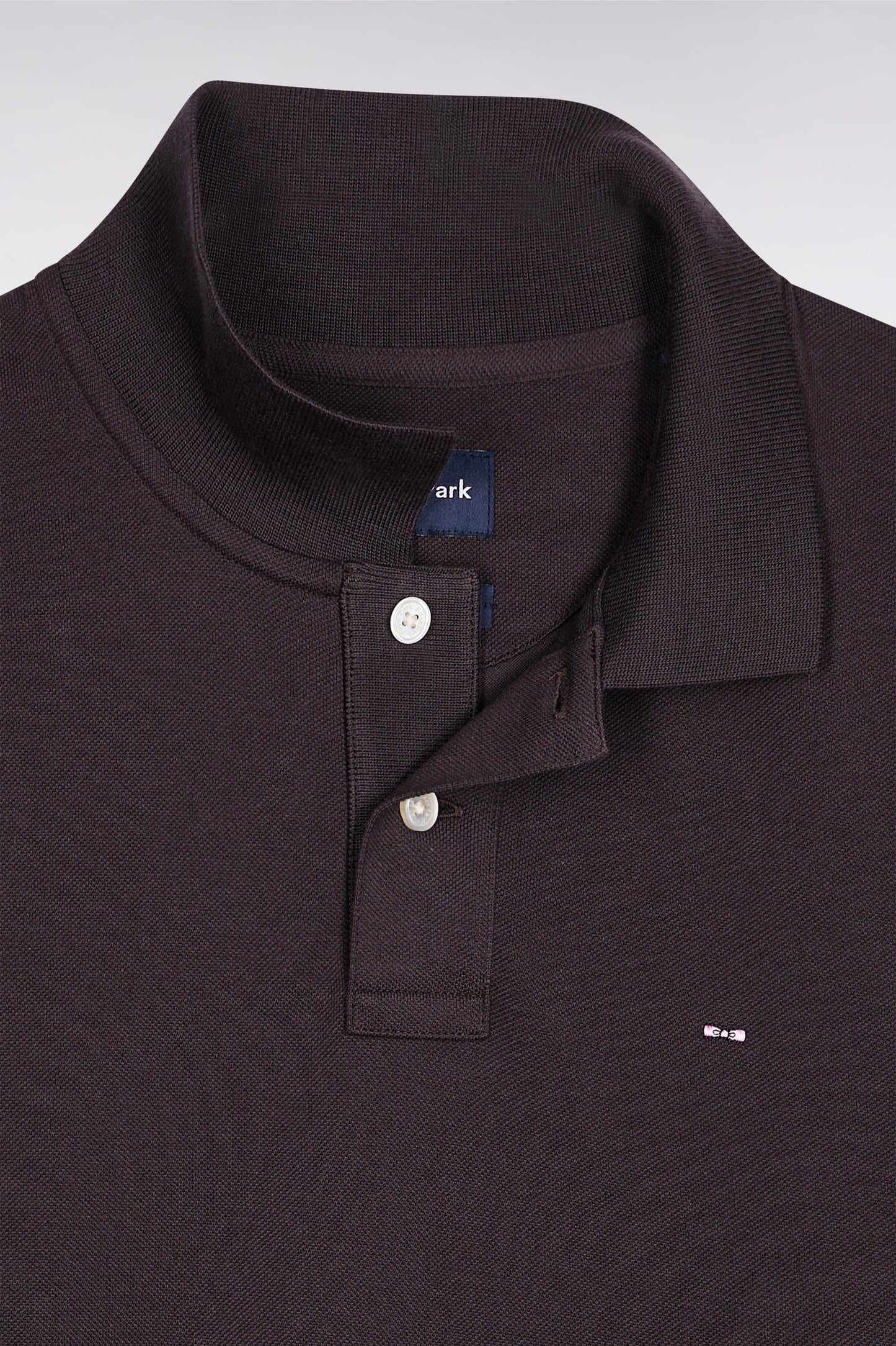 Short-sleeved polo shirt in brown Pima cotton, straight cut