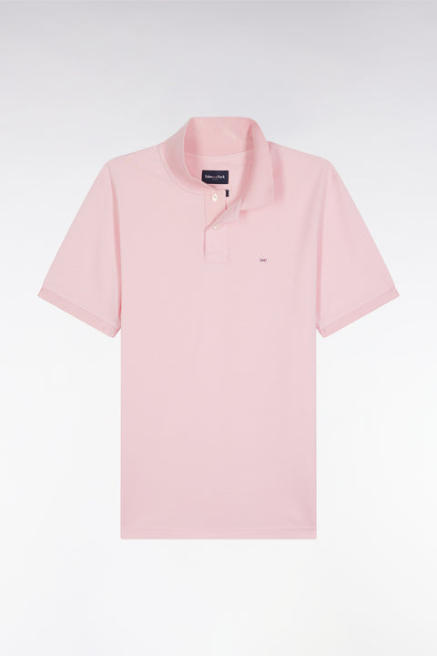 Short-sleeved polo shirt in pink Pima cotton, straight cut - Image 2