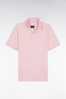 Short-sleeved polo shirt in pink Pima cotton, straight cut