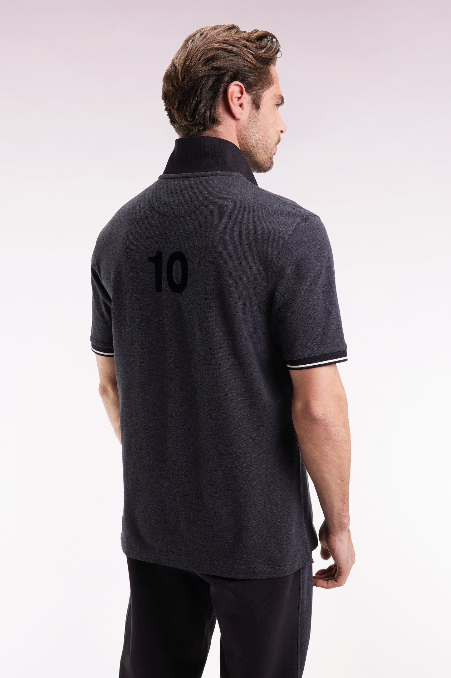 Polo manches courtes Nouvelle Zélande en piqué coton gris coupe ample
