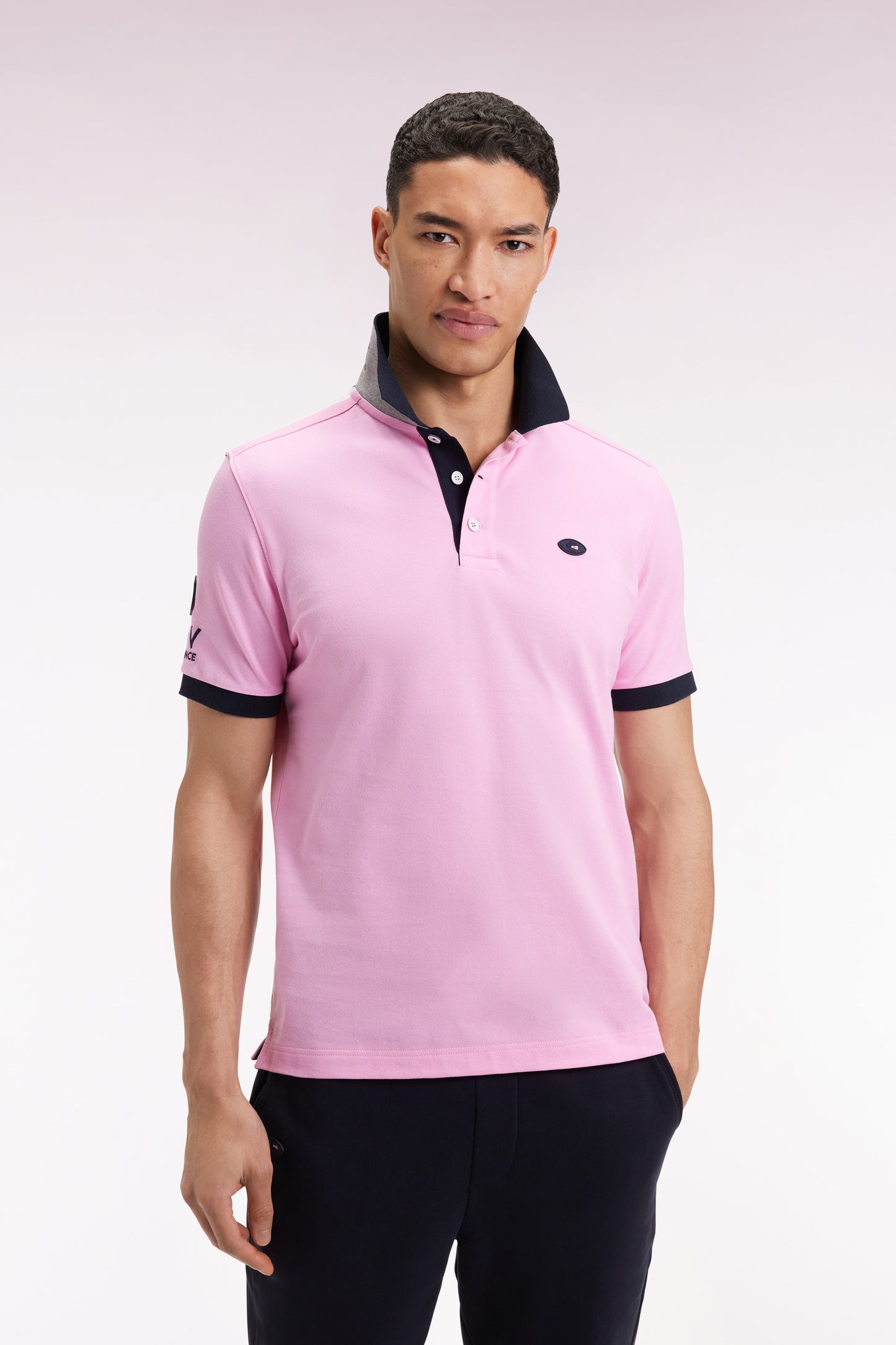 Polo XV de France manches courtes en coton rose coupe droite