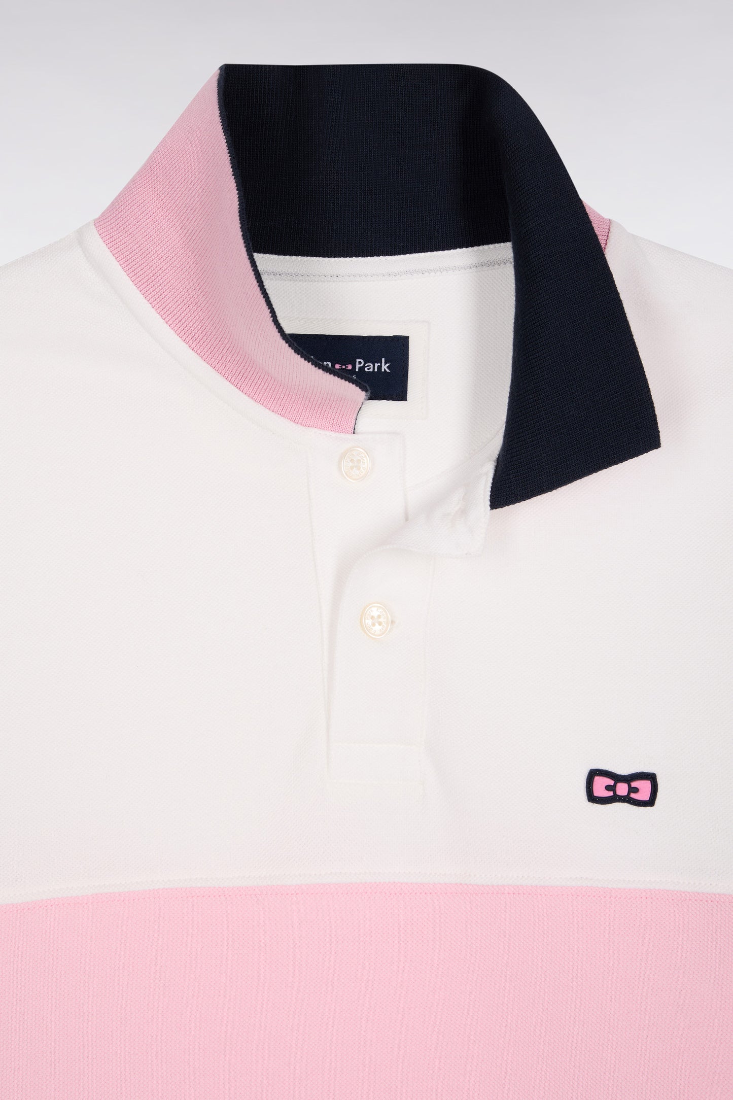 Three-tone long-sleeved polo shirt, regular fit