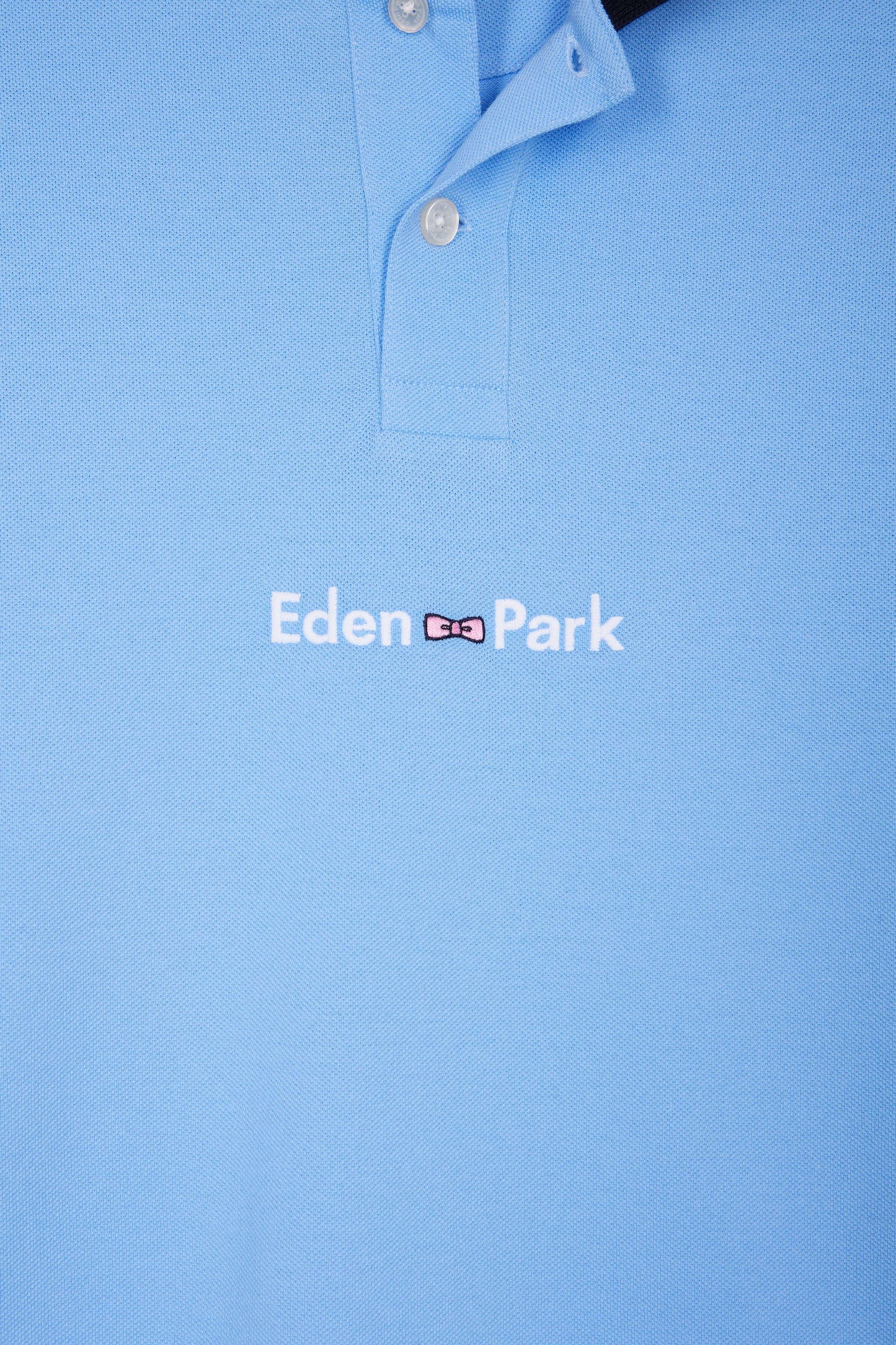 Polo à manches longues en piqué coton bicolore ciel logo Eden Park