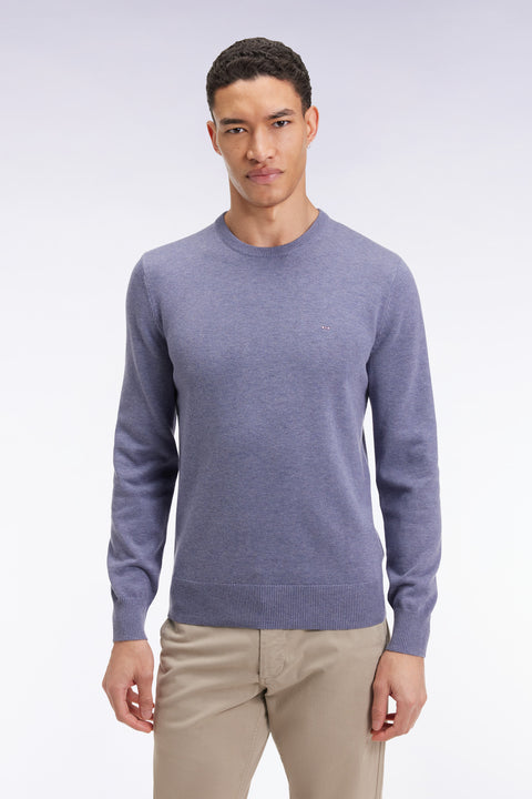 Blue wool and cotton round-neck sweater - Image 3