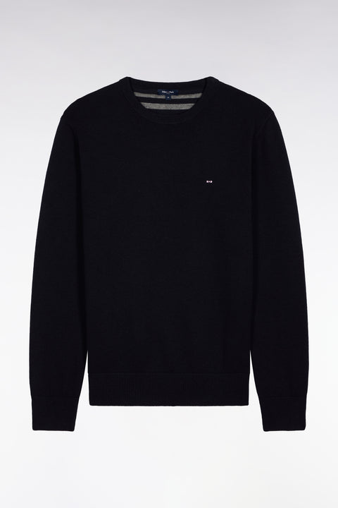 Navy wool and cotton round-neck sweater - Image 2
