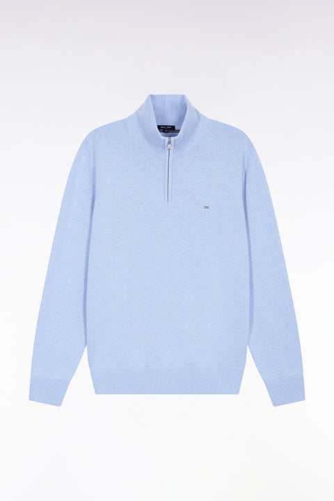 Navy wool and cotton trucker-neck sweater - Image 2