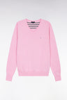 Pink wool and cotton V-neck sweater