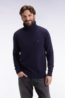 Navy wool and cotton turtleneck sweater