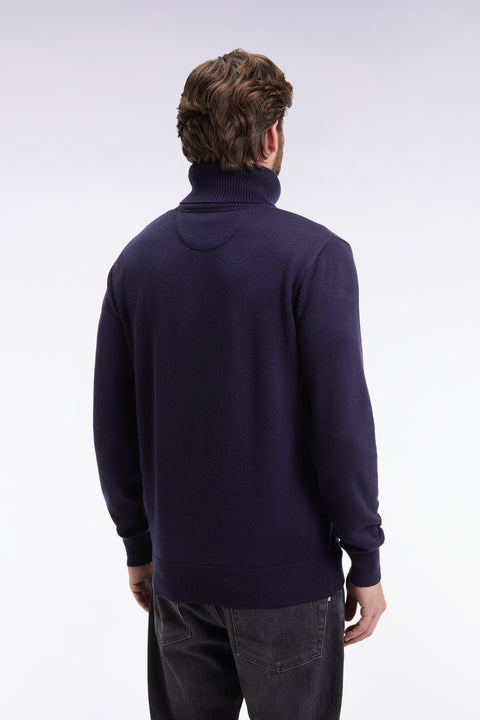 Navy wool and cotton turtleneck sweater - Image 3