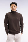 Dark brown wool and cotton turtleneck sweater