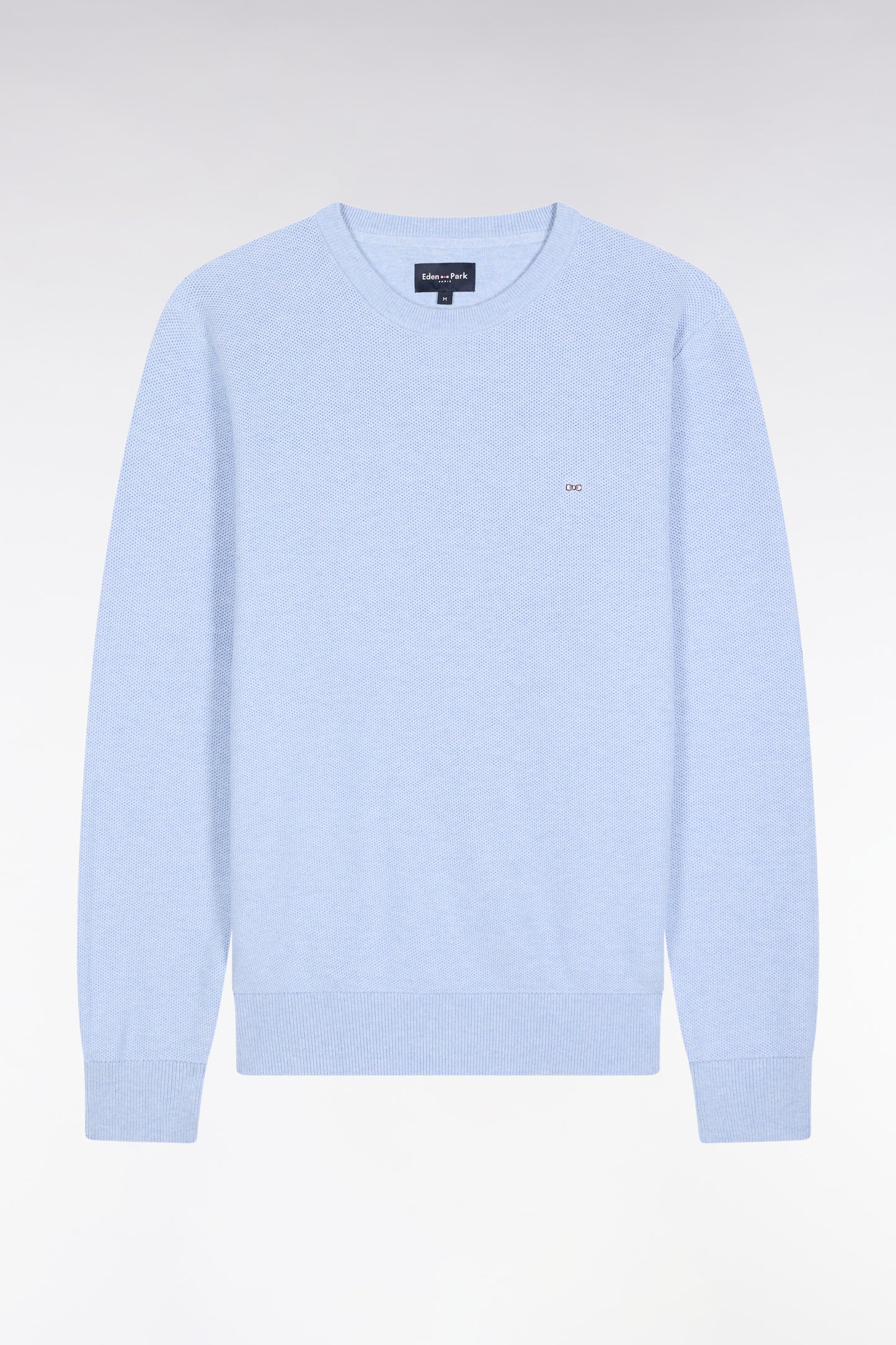 Sky cotton honeycomb round-neck sweater