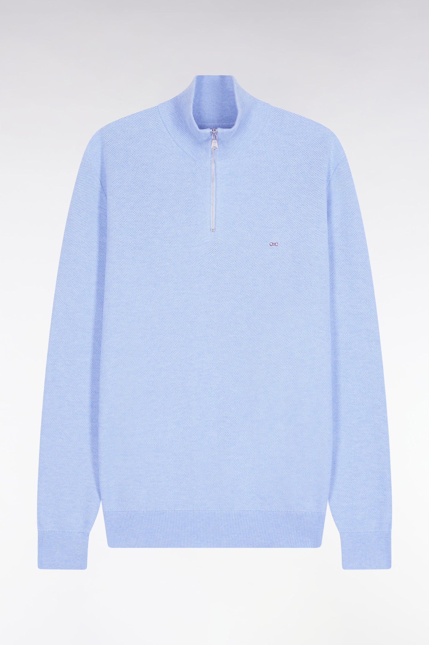 Honeycomb cotton trucker-neck sweater sky