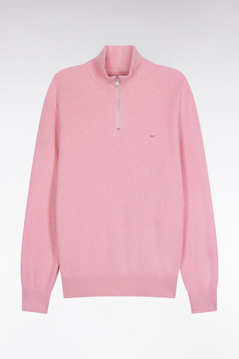Pink cotton honeycomb trucker-neck sweater - Image 2
