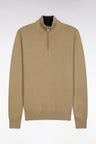 Beige heavy cotton trucker-neck sweater