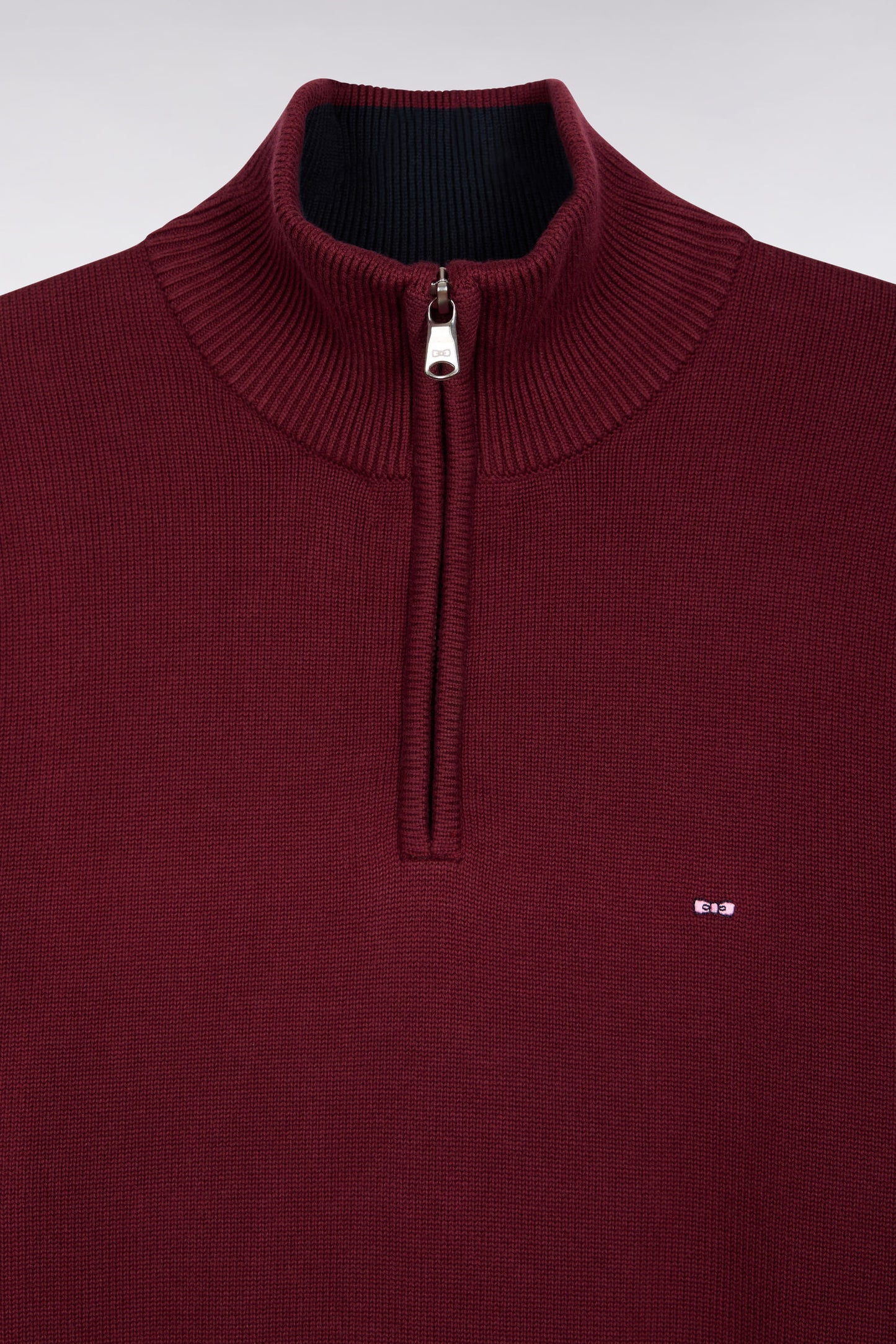 Heavy burgundy cotton trucker-neck sweater