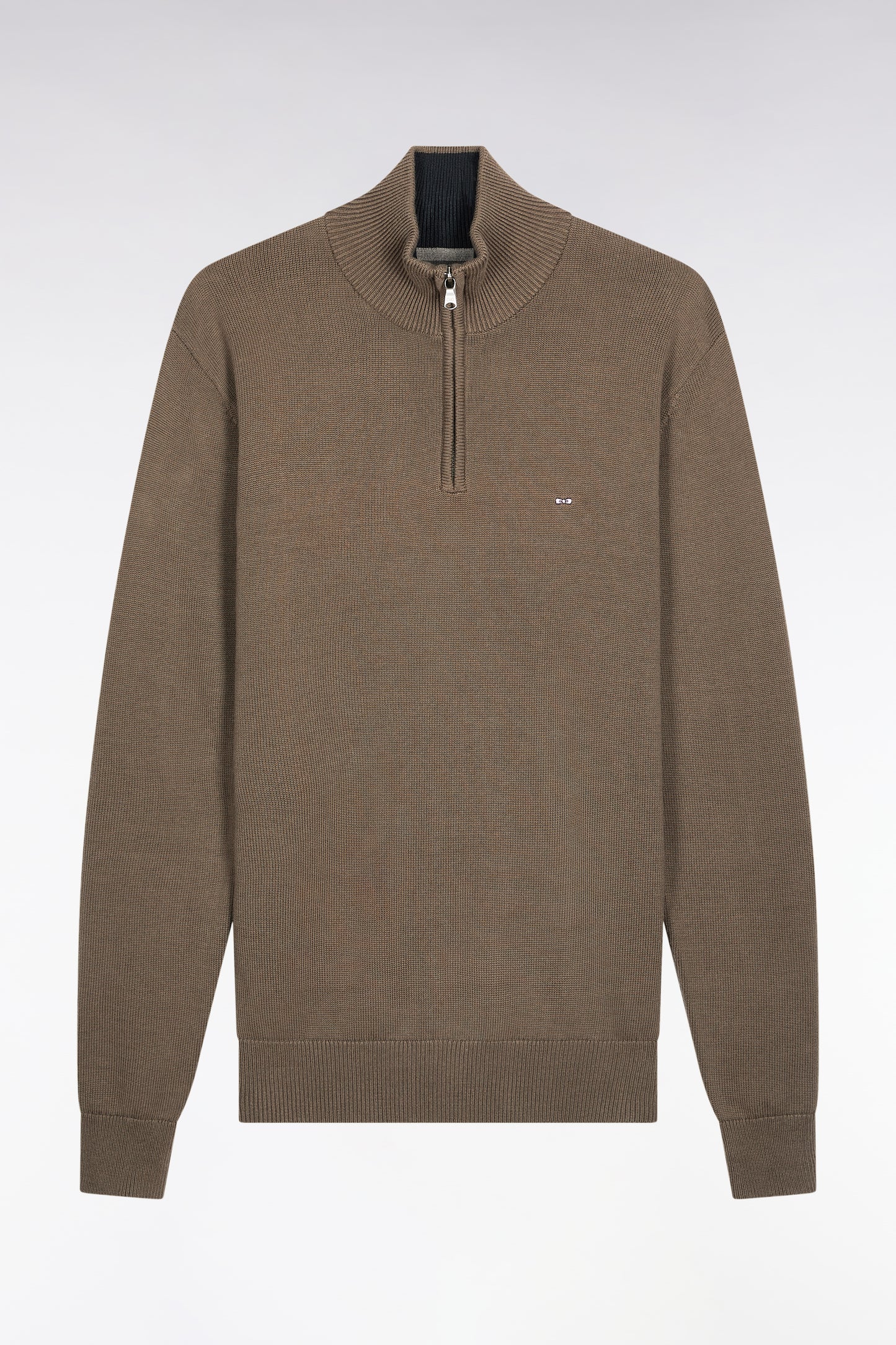 Truck-neck sweater in thick khaki cotton