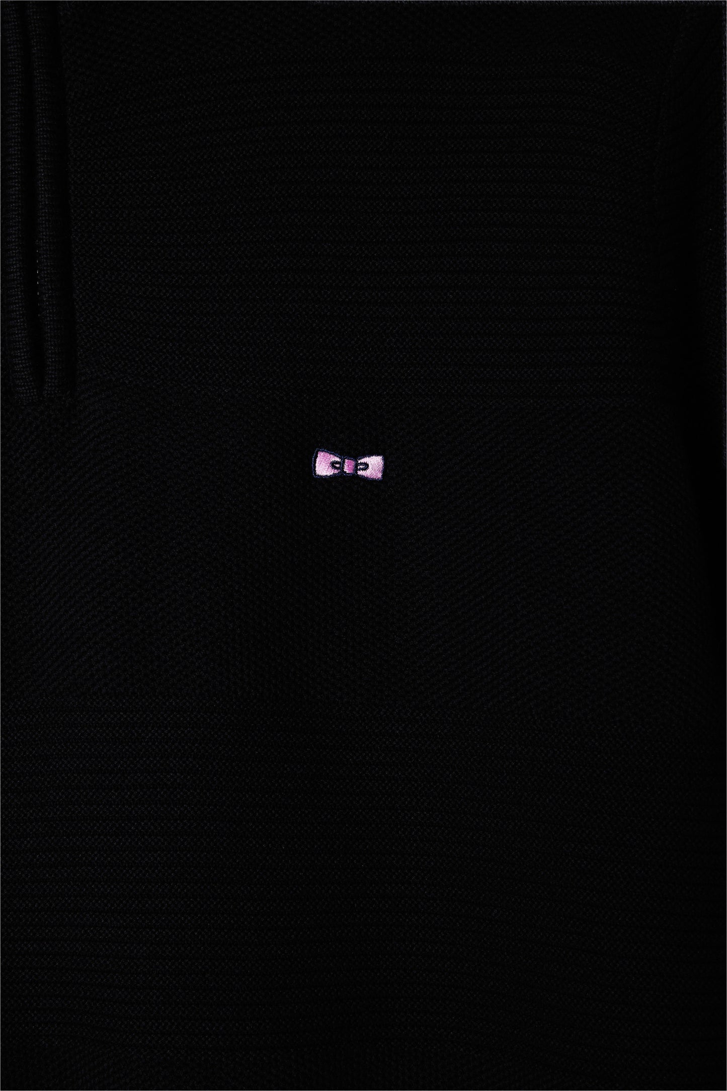 Black cotton trucker-neck sweater with stripe effect