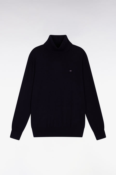 Navy merino wool turtleneck sweater - Image 2