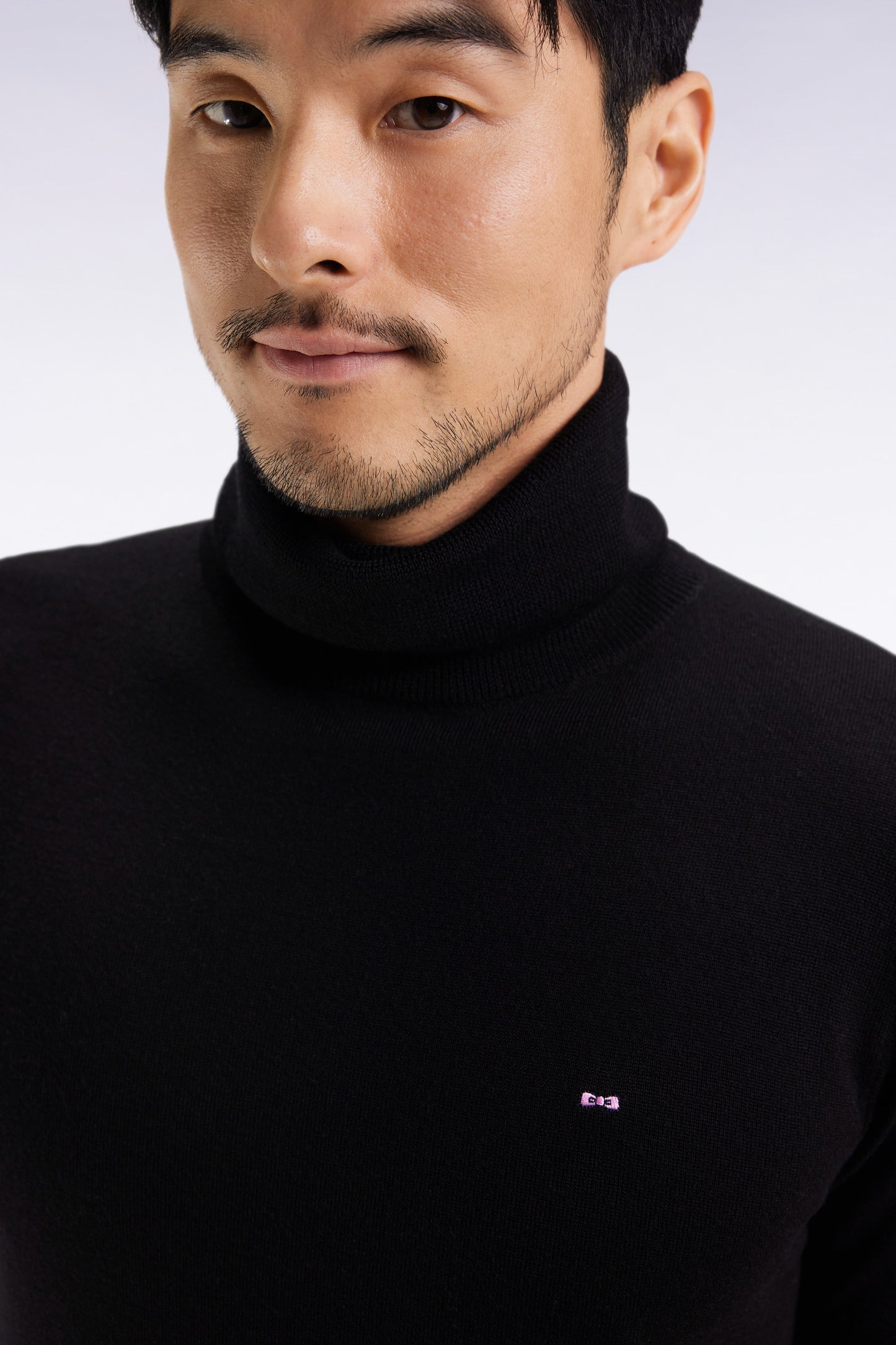 Black merino wool turtleneck sweater
