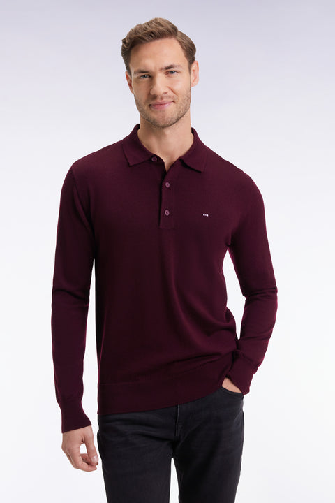 Jersey-neck sweater in burgundy merino wool - Image 3