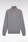 Grey virgin wool and cashmere turtleneck sweater