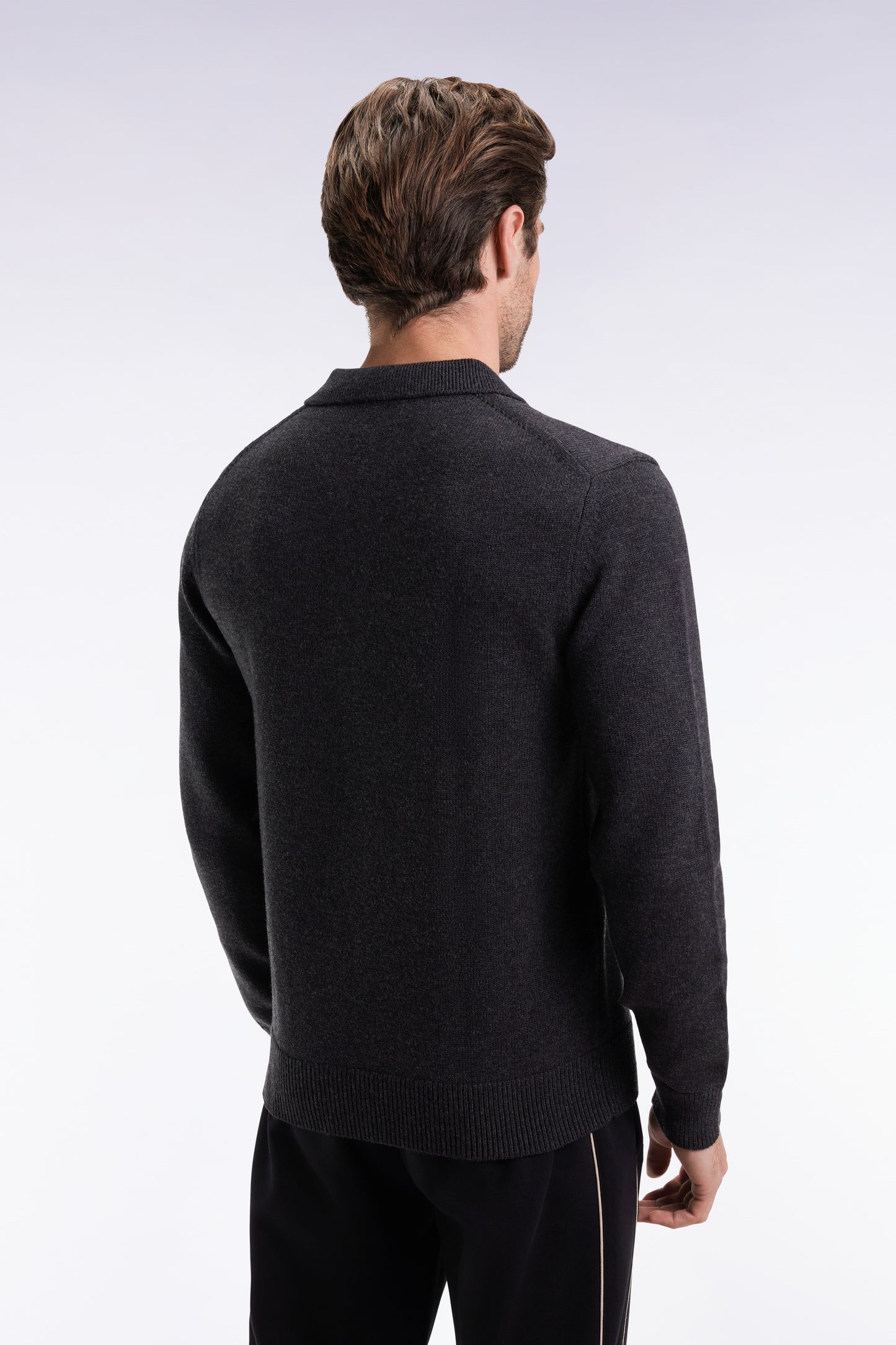 Pull col maillot épais en laine et coton gris