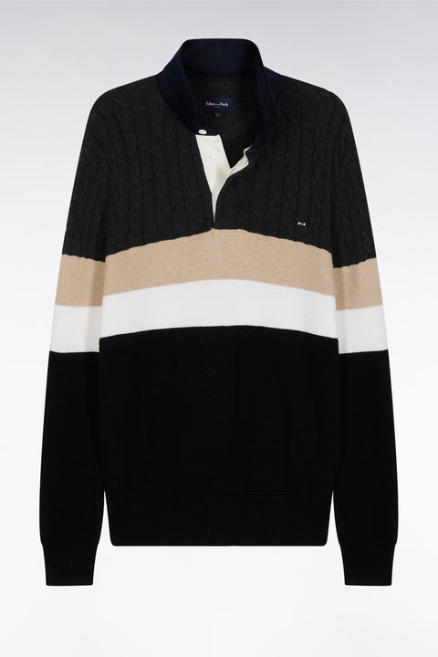 Wool and cotton cable-knit sweater in black and grey - Image 2
