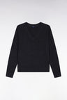 Grey wool and cotton V-neck Relaxed fit sweater