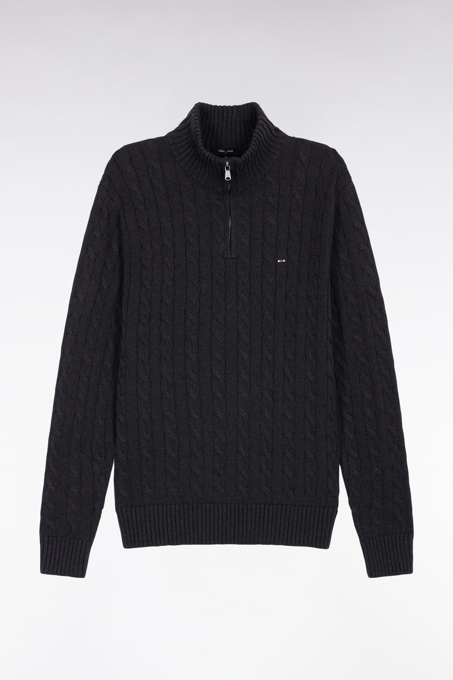 Grey cotton trucker-neck sweater