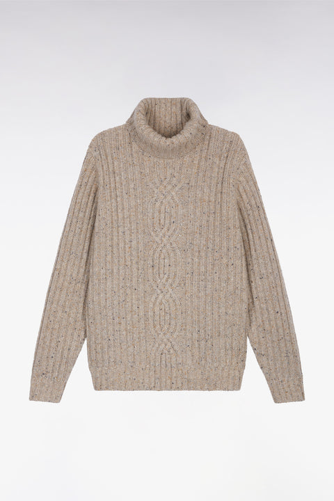 Beige virgin wool blend turtleneck sweater - Image 2
