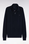 Blue polo-neck sweater in navy cotton