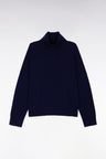 Pull à col roulé en laine et cachemire marine coupe Relaxed