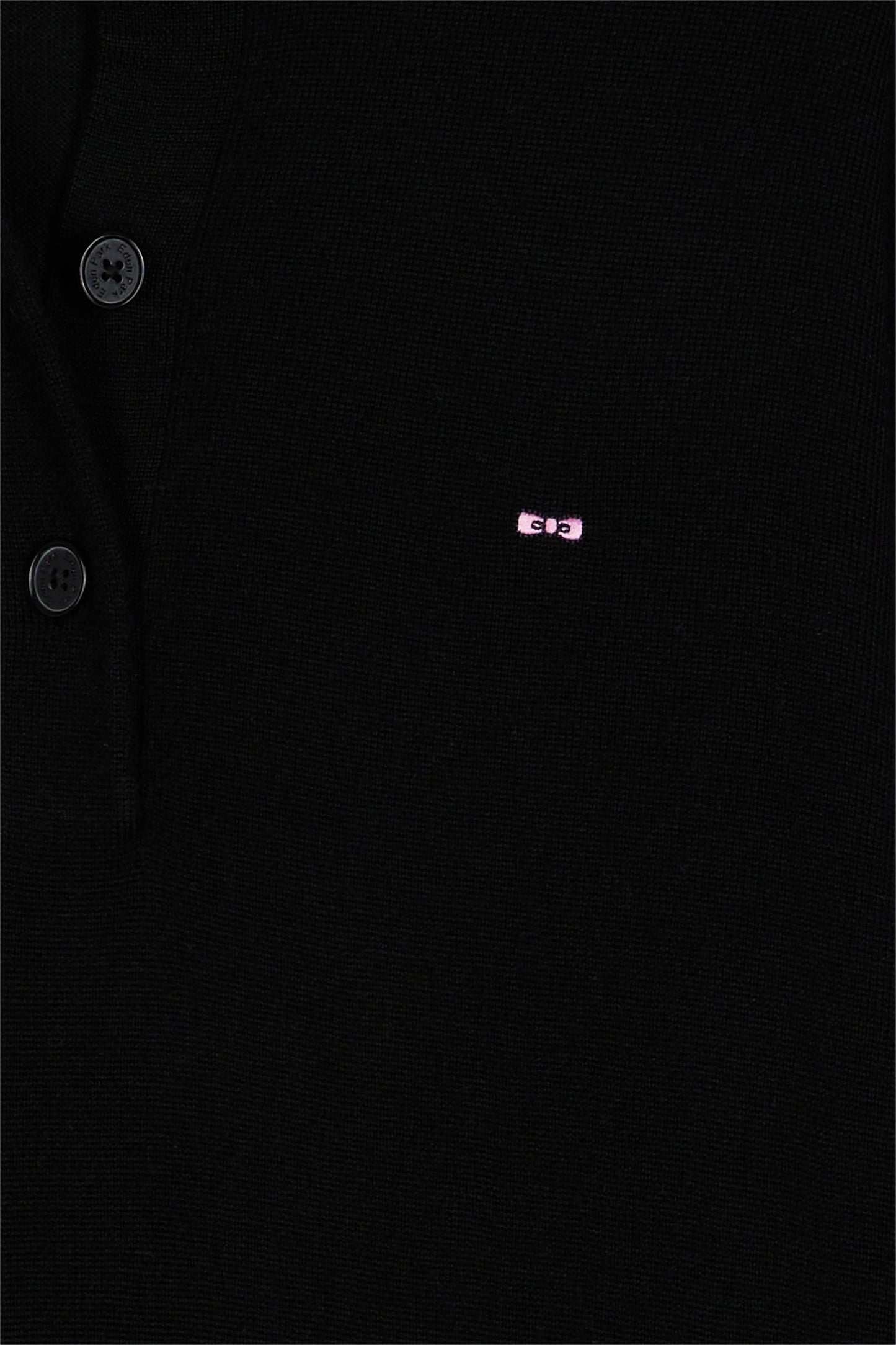 Black merino wool dress with polo collar