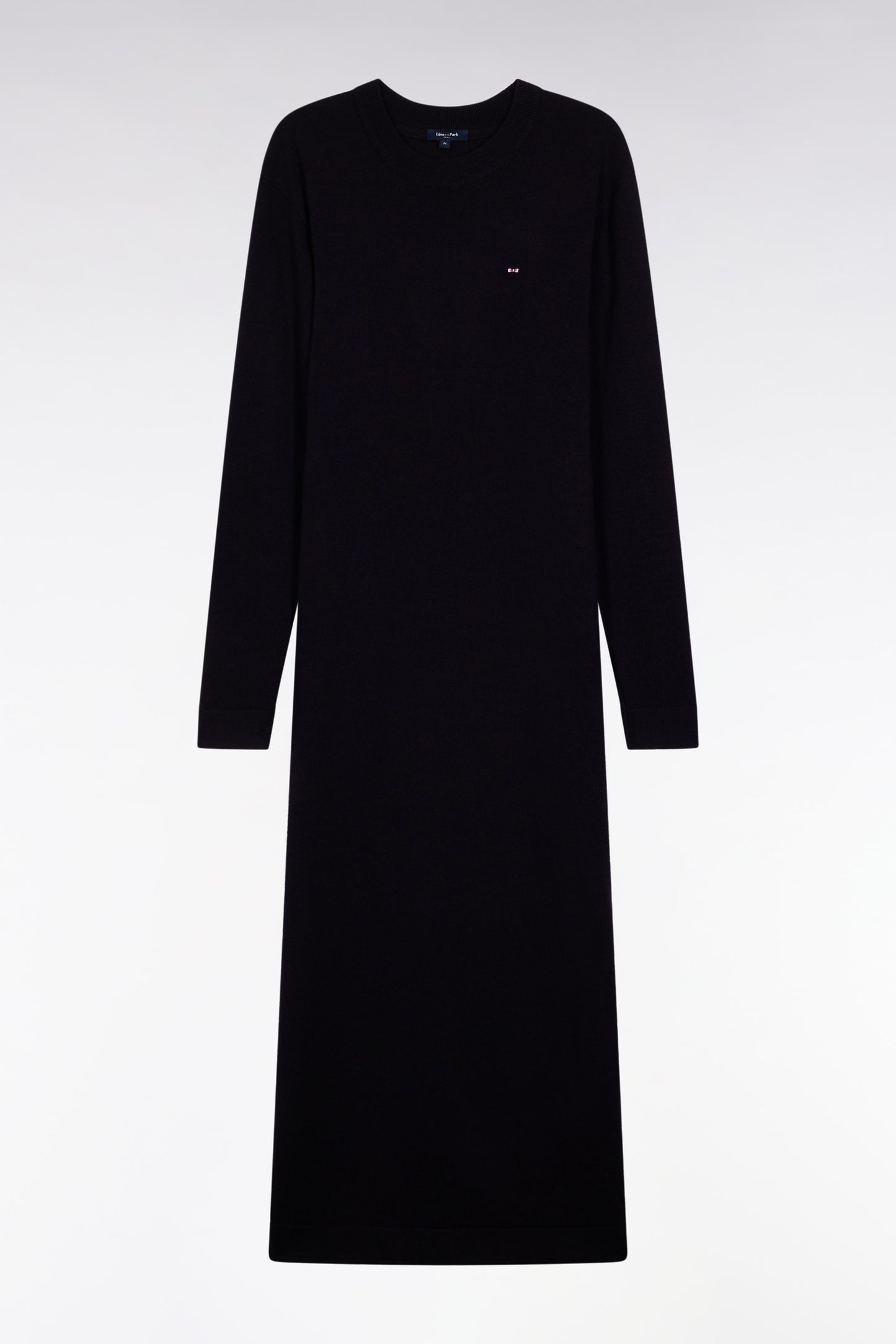 Robe en laine mérinos marine à col rond
