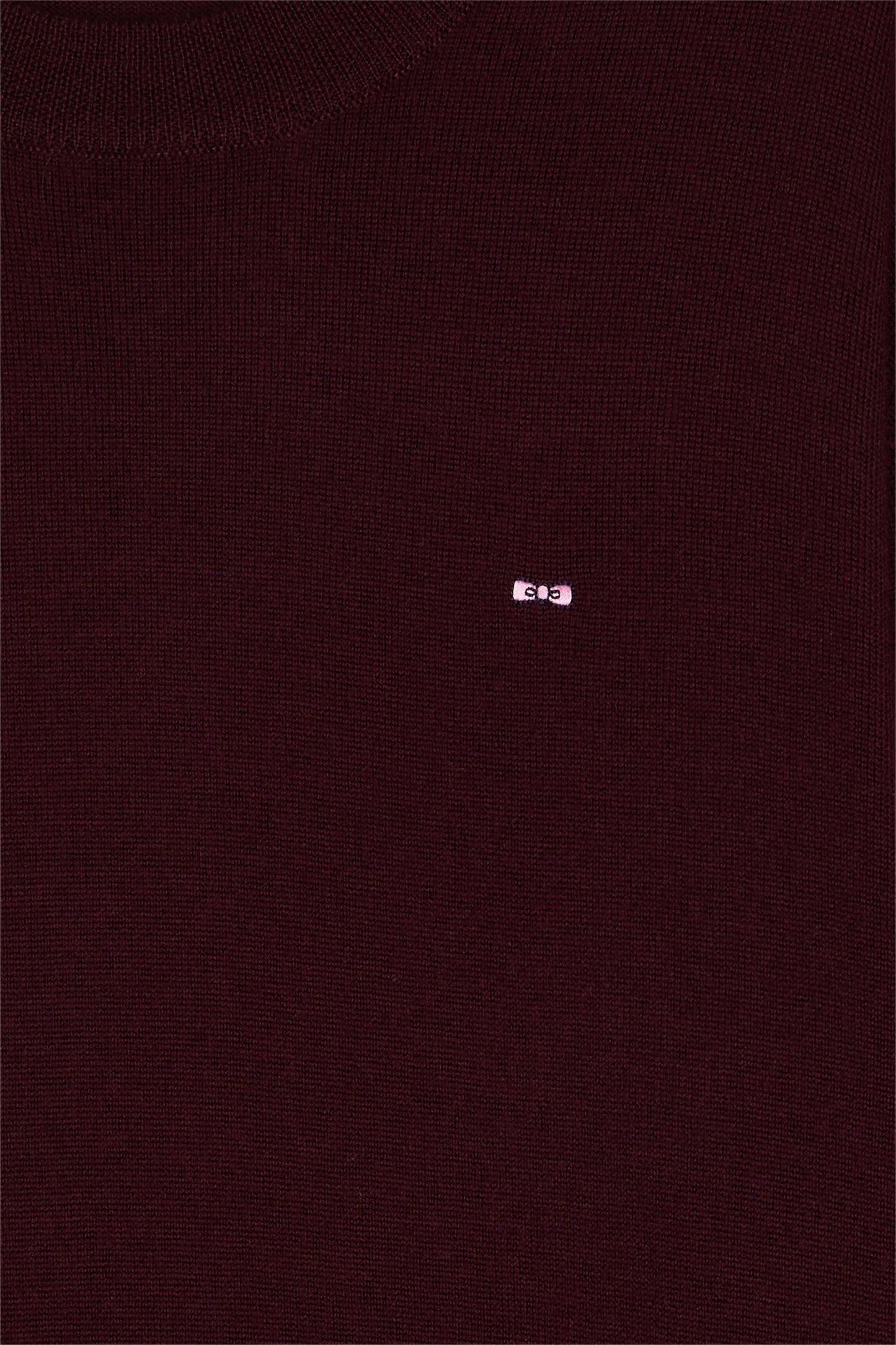 Round-neck dress in burgundy merino wool