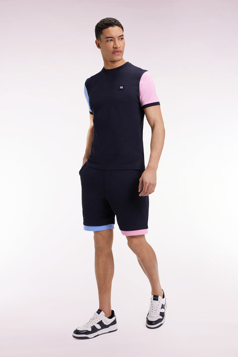 Navy cotton fleece shorts, loose fit - Image 1