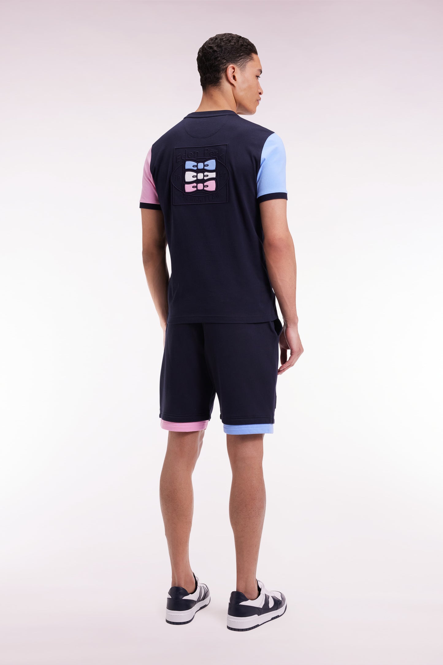 Navy cotton fleece shorts, loose fit