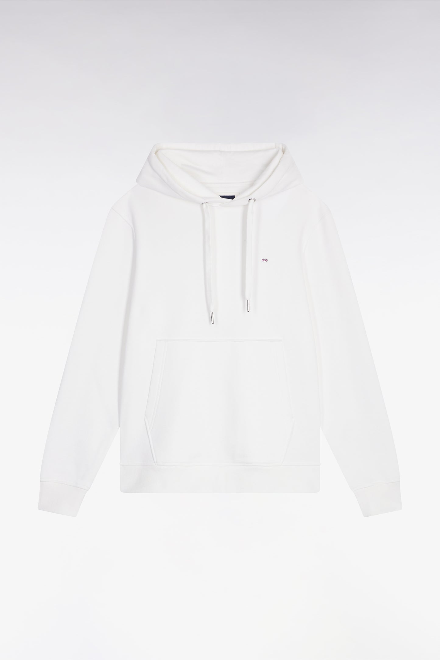 White cotton hooded sweatshirt, straight cut
