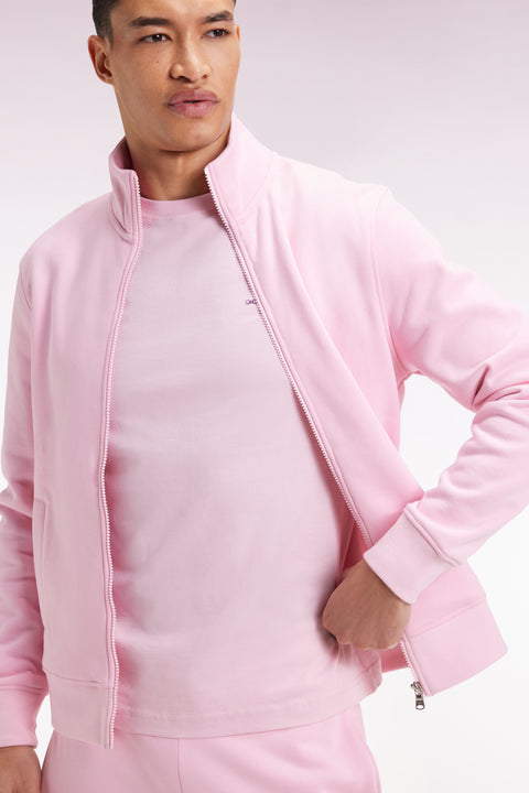 Pink cotton zip-up sweatshirt, straight cut - Image 3