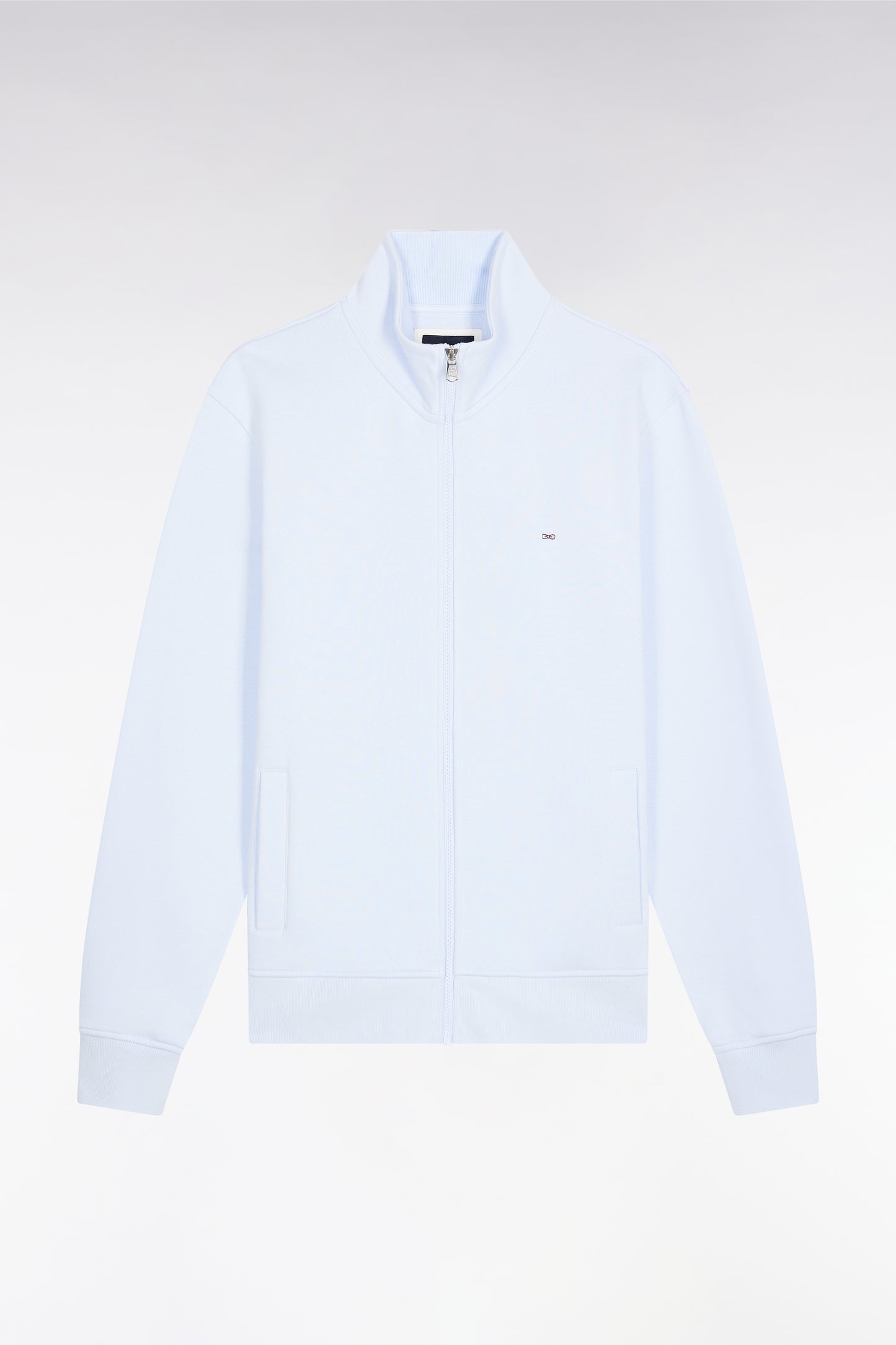 Sweatshirt zippé en coton ciel coupe droite