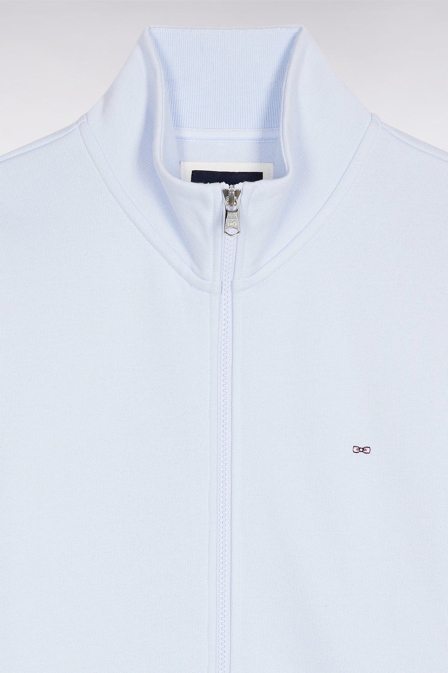 Sweatshirt zippé en coton ciel coupe droite