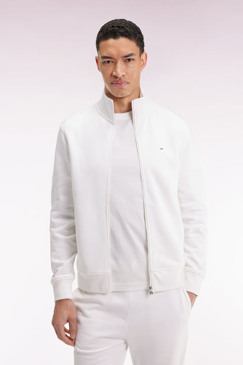 White cotton zip-up sweatshirt, straight cut - Image 1