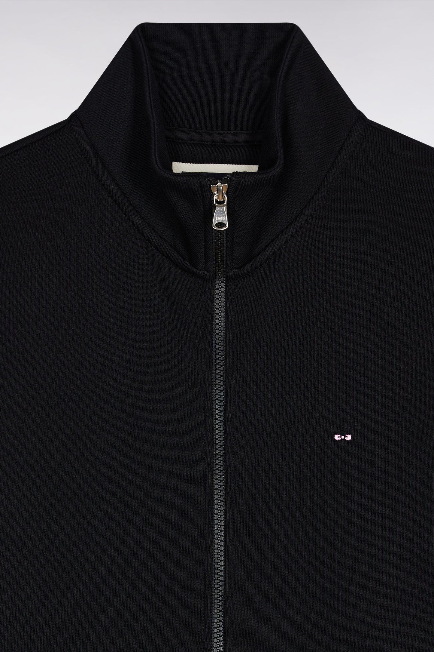 Sweatshirt zippé en coton noir coupe droite