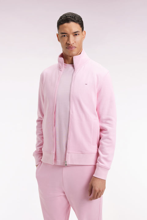 Pink cotton zip-up sweatshirt, straight cut - Image 1