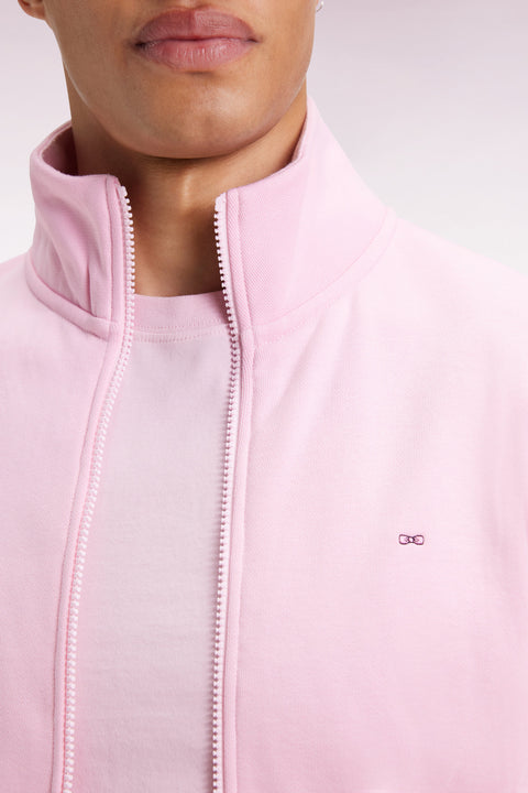 Pink cotton zip-up sweatshirt, straight cut - Image 2