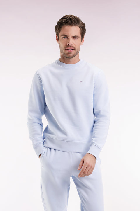 Sky cotton round-neck sweatshirt, straight cut - Image 3