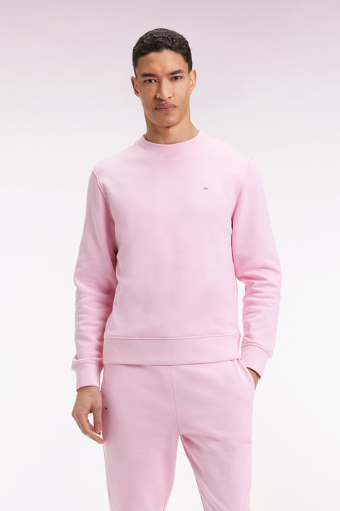 Pink cotton round-neck sweatshirt, straight cut - Image 3