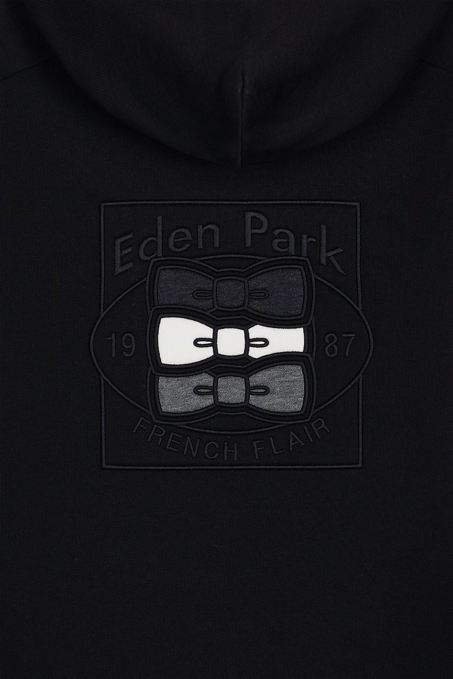 Black hooded sweatshirt with contrasting cut-out sleeves